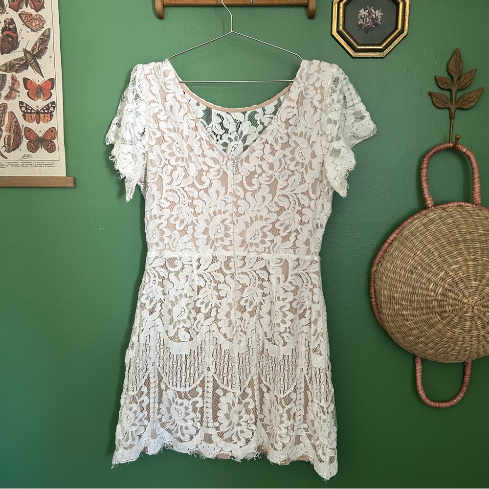 Lulus Pearson White Lace Short Sleeve Dress - Picture 8 of 12